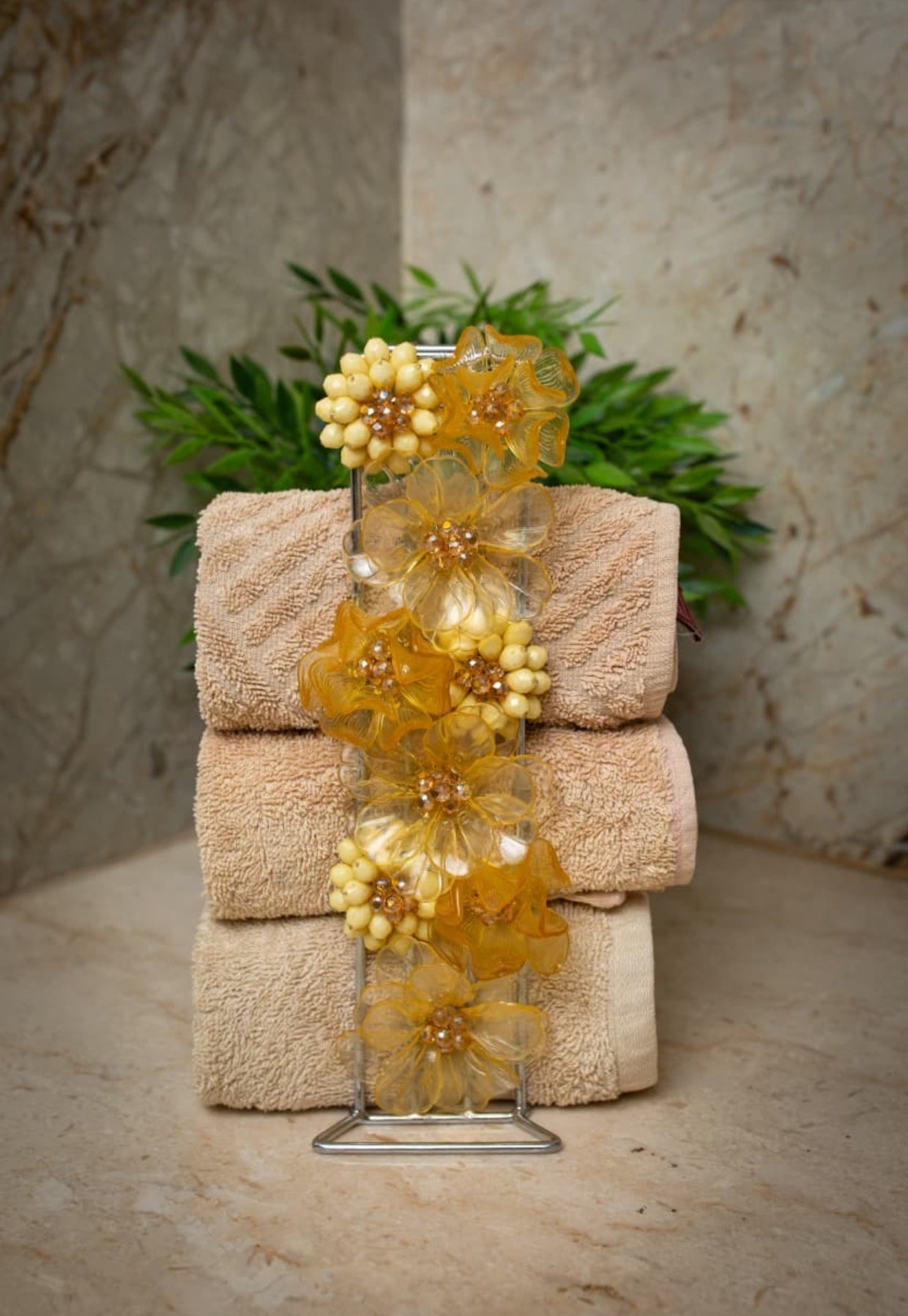Yellow Steel Towel Holder