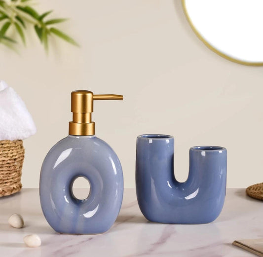 Ceramic Toilet Set (black- Blue)