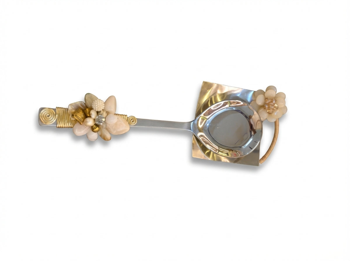 White Flowerr Steel Spoon Rest - Image 2