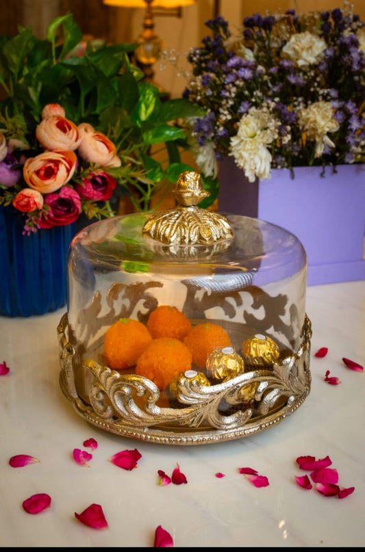 Cloche Brass Dessert Platter