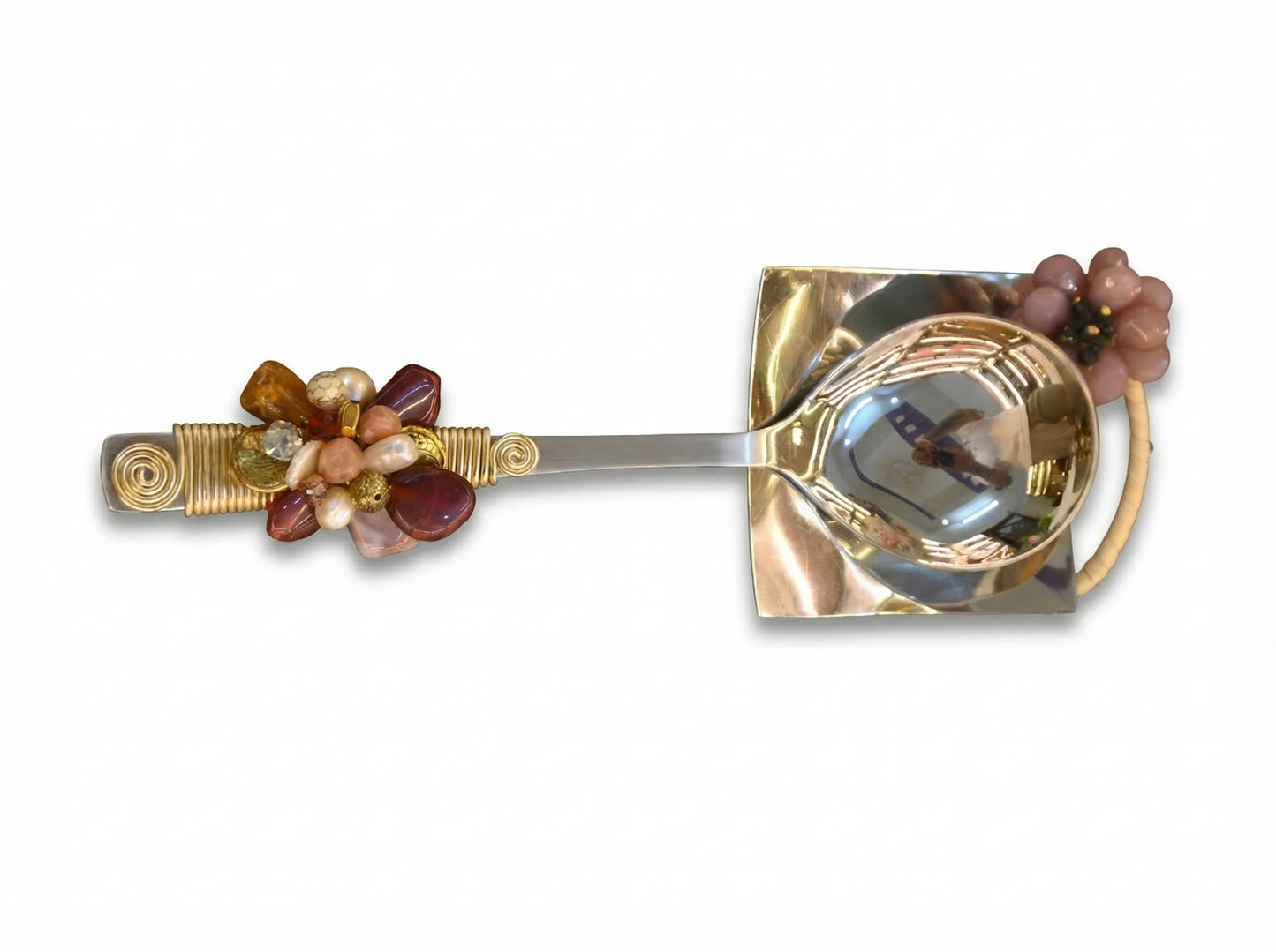 Mauve Flowerr Steel Spoon Rest - Image 3