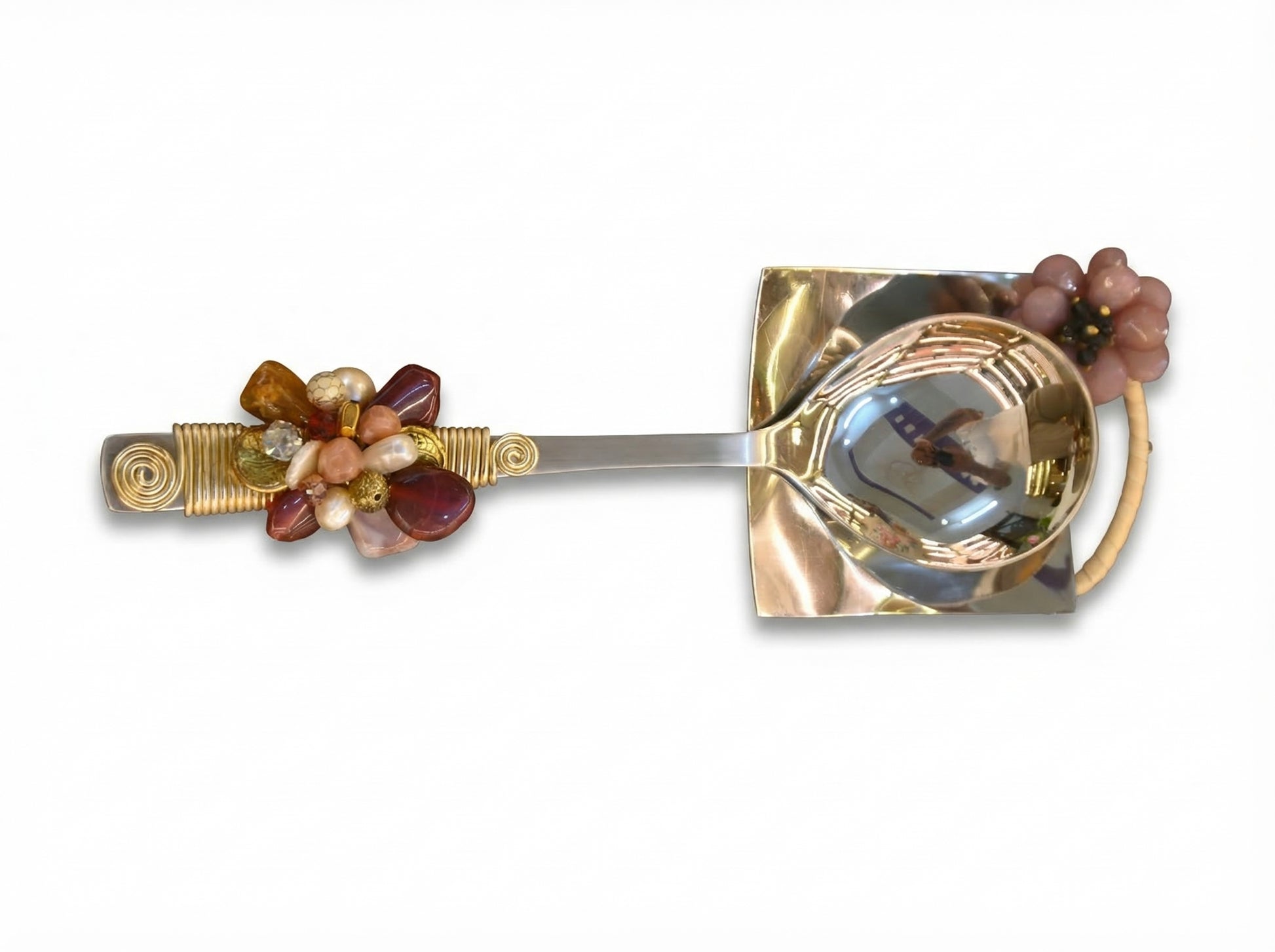 Mauve Flowerr Steel Spoon Rest - Image 3