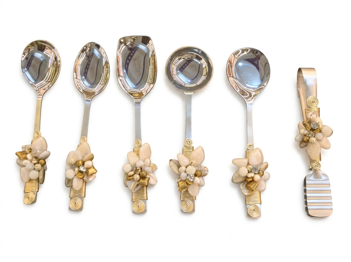 White Guccha Serving Spoon Set - Image 2