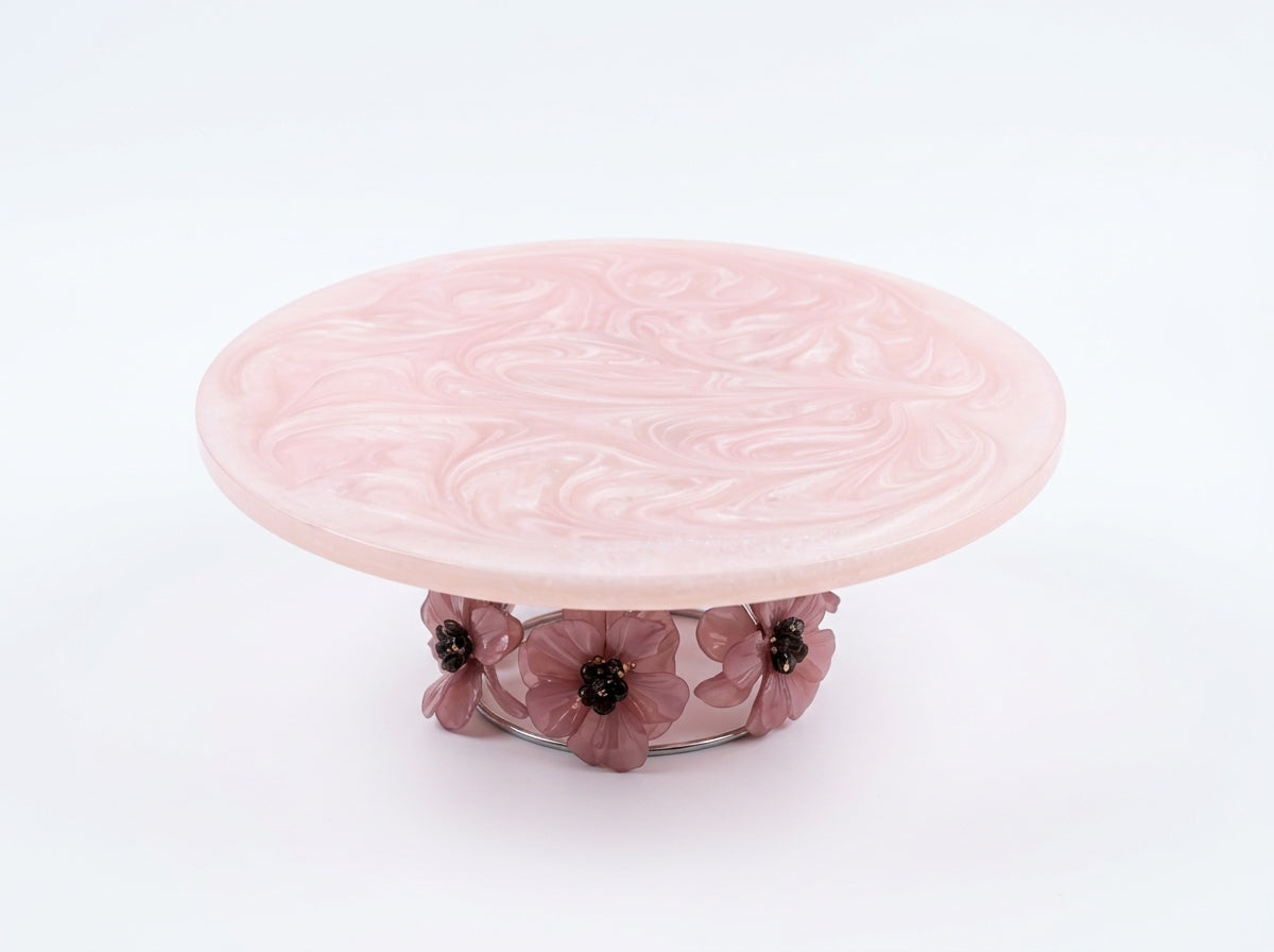 Cake Stand Steel Base Mauve