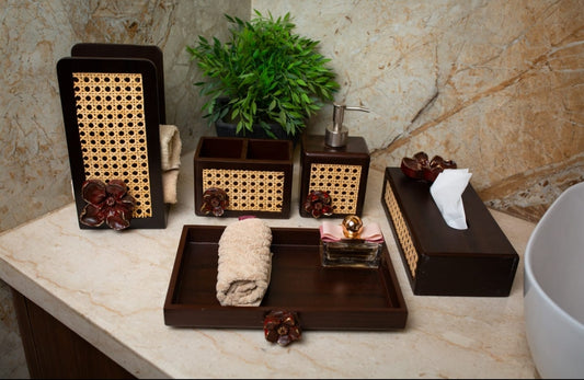 Jute Flowerr Toilet Set