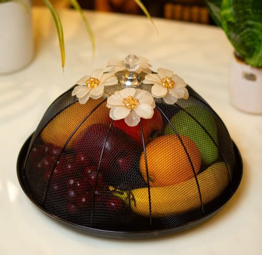 Net Basket Black White Flowerr
